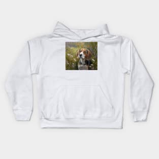 Beagle Dog in a Flower Garden Kids Hoodie